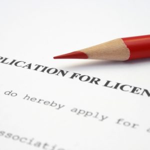 Application for license text and red pencil