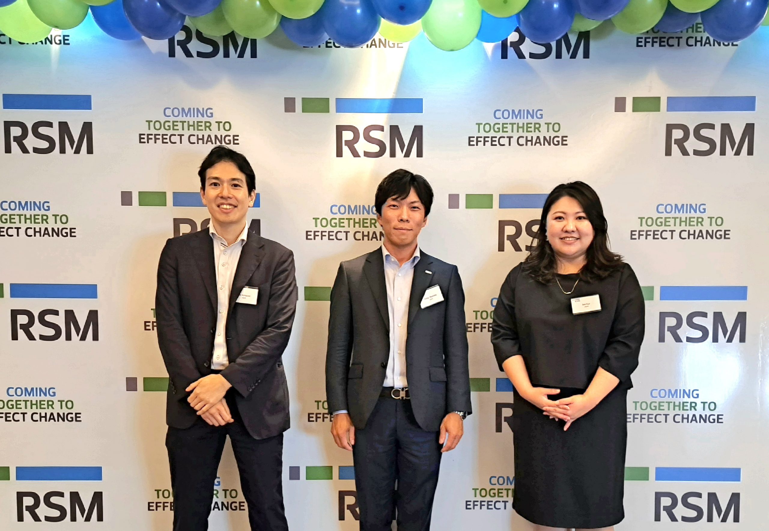 RSM Shiodome Partners: Mr. Maekawa (Managing Partner), Mr. Kurozumi (International Contact Partner), and Ms. Kyo (International Contact Director)