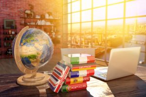 Languages Learning And Translate  Communication And Travel Concept  Books
