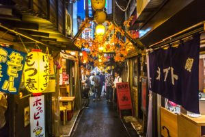 Tokyo  Japan – Sept 21st 2018 – A Narrow Alley